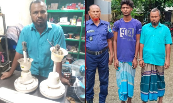 কিশোরগঞ্জে মসজিদ থেকে ১৭টি ফ্যান চুরি, চোরসহ ক্রেতা গ্রেপ্তার