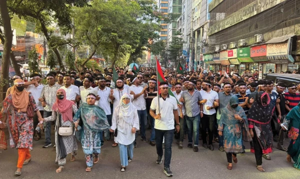 পতিত ফ্যাসিস্টদের ষড়যন্ত্রের বিরুদ্ধে ছাত্রদলের বিক্ষোভ মিছিল
