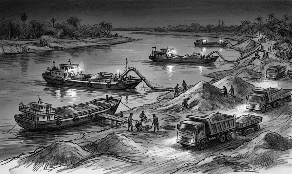 সাতক্ষীরায় বালুমহাল ছাড়াই লাখ লাখ টন বালু উত্তোলনের অভিযোগ
