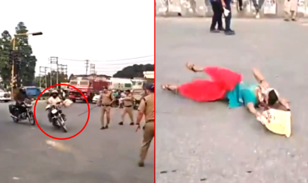 ভারতে পুলিশের জরিমানা থেকে বাঁচতে বাইকে থাকা স্ত্রীকে রাস্তায় ফেলে পালালেন যুবক