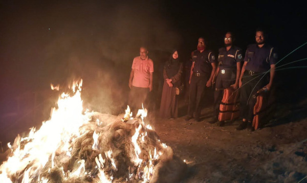 মানিকগঞ্জে ১৯ লাখ ৫০ হাজার টাকার অবৈধ কারেন্ট জাল পুড়িয়ে ধ্বংস